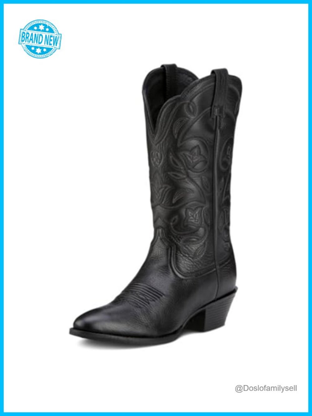 Women's Western Mid Calf Leather Cowboy Boots R Toe Work
